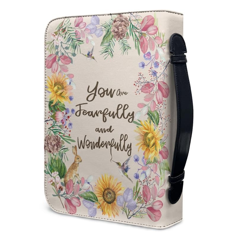 Kuiaobaty Inspiring Quotes Portable Church Bible Case for Women Colorful Flowers Book Cover Zipper and Pockets for Women Kids - Image 3