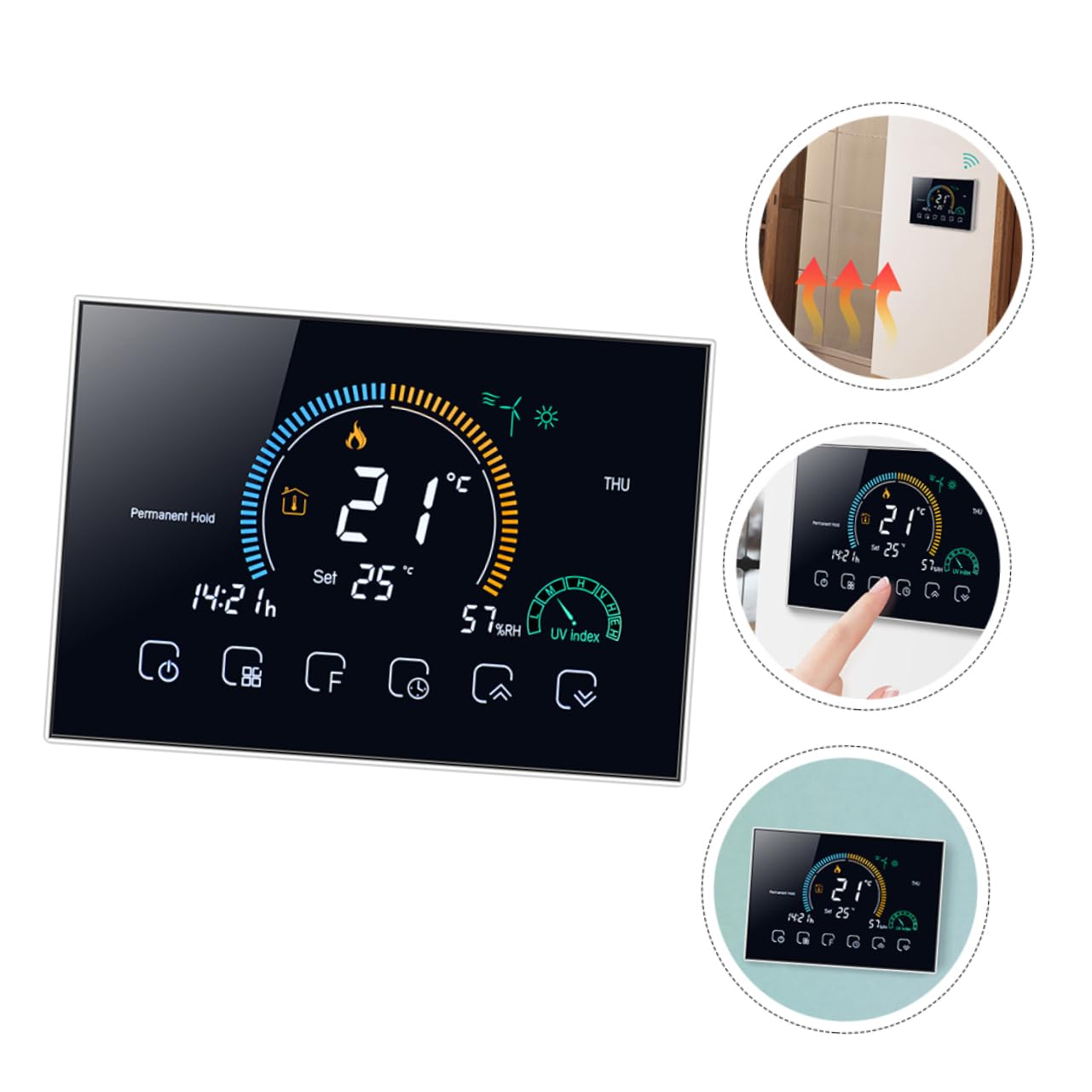 VILLCASE Termostato Digitale da Incasso per Riscaldamento a Pavimento, Nero, Schermo Lcd 4,8 Pollici, Temperatura Precisa ±1°c, Sicuro e Affidabile