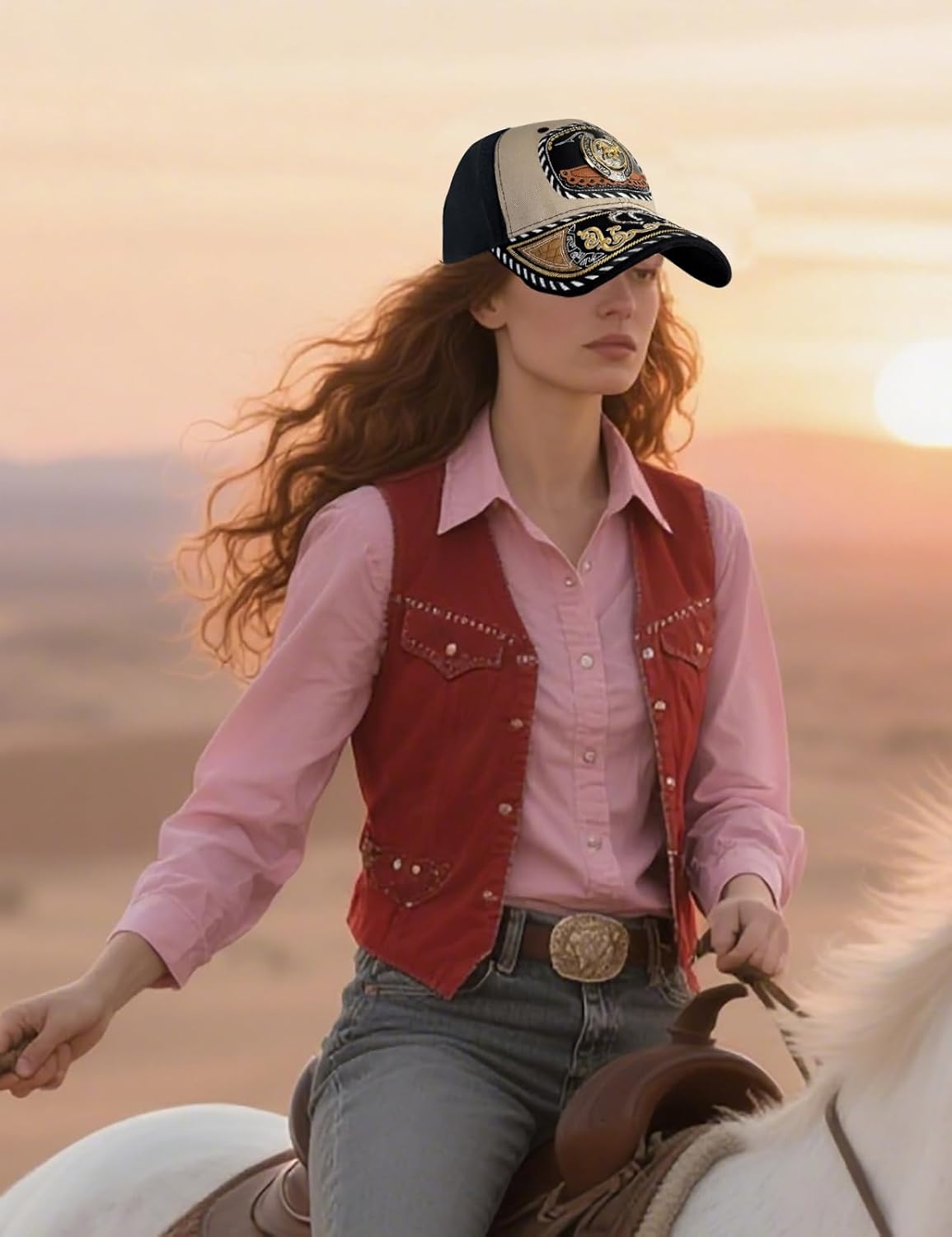 TOPACC Western Trucker Hat for Men Women Vintage Cowboy Country Hats Cute Baseball Cap for Western Outfit - Image 5