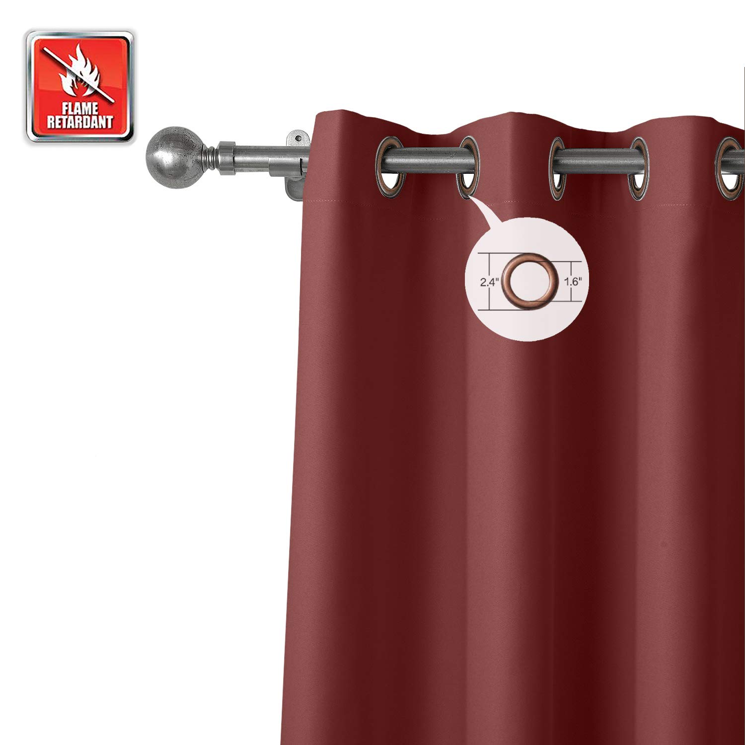 Tende oscuranti termiche ignifughe con occhielli, 254 cm di larghezza x 259 cm di lunghezza, perfette per casa, ufficio, hotel, scuola, cinema e ospedale, colore rosso Merlot