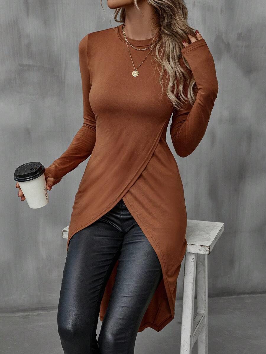 SKAYS High Low Tops for Women, Asymmetrical Tops for Women Long Sleeve, Asymmetrical Hem T Shirts for Women - Image 3