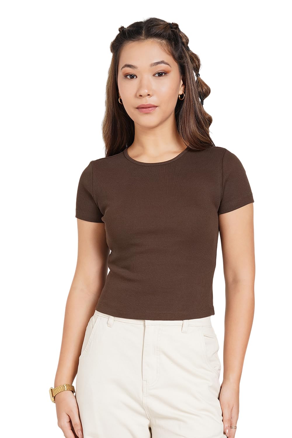 people by pantaloons Women's Solid Slim Fit T-Shirt-picture-43