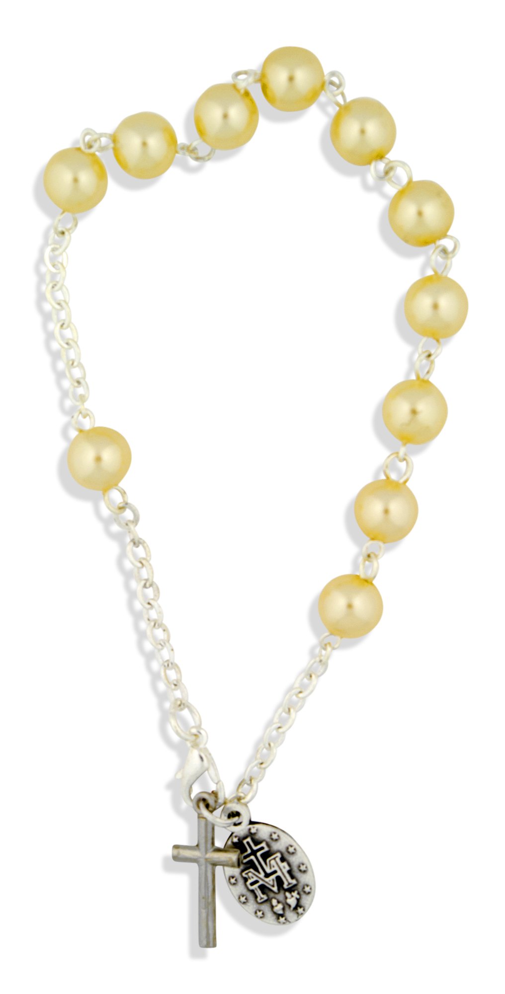 Vatican Imports Colorful and Fun One Decade Rosary Bracelet - 12 Colors - Fits Traditional Wrist Sizes - Cross and Medal Charm Included