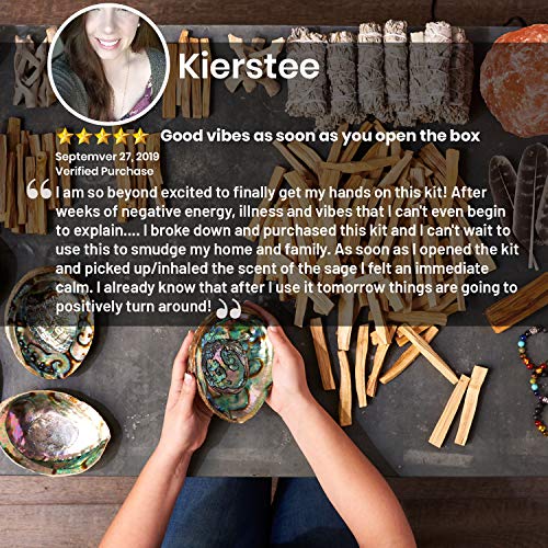 Smudge Kit - White Sage, Palo Santo, Abalone Shell, Smudging Feather, Kokopelli Keychain! Healing, Purifying, Meditating & Incense (Essentials)