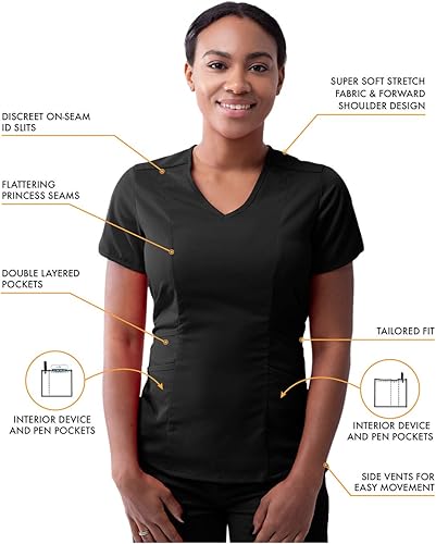 Miniatura 3 de Adar Pro Core - Conjunto médico clásico para mujer, camiseta médica con cuello en V y pantalones de yoga a medida