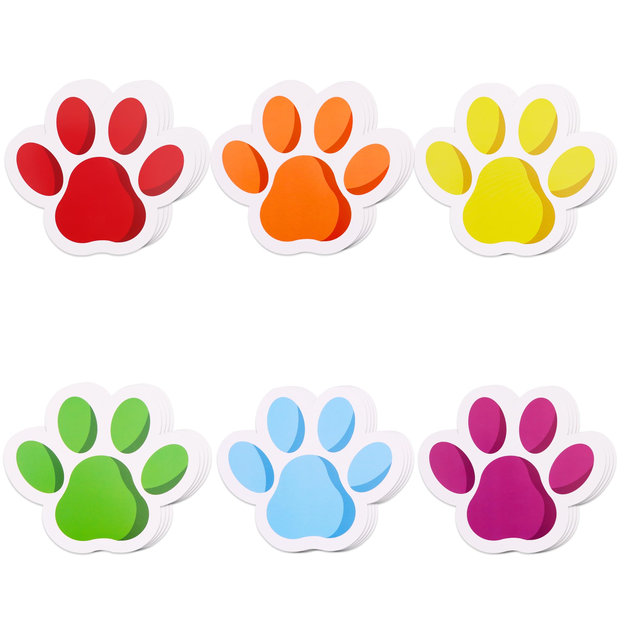 Vuzvuv 60 Pcs 6 Inch Large Colorful Paw Prints Paper Cutouts for for Students Educational School Classroom Bulletin Board Decorations for Dog Cat Paw Theme Party Supplies and Craft Wall Decor