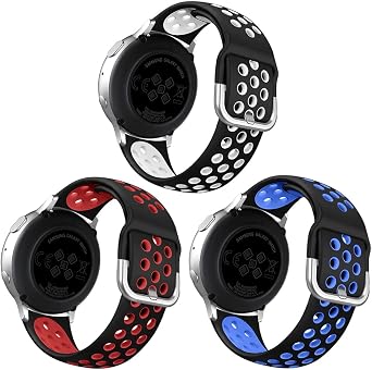 3 Pack Compatible with Samsung Galaxy Watch Active 2 Bands 40mm 44mm/ Active/Galaxy Watch 3 Band 41mm/Watch 4, Galaxy Watch 42mm Band, Soft Silicone Replacement Wristband for Women Men, Small
