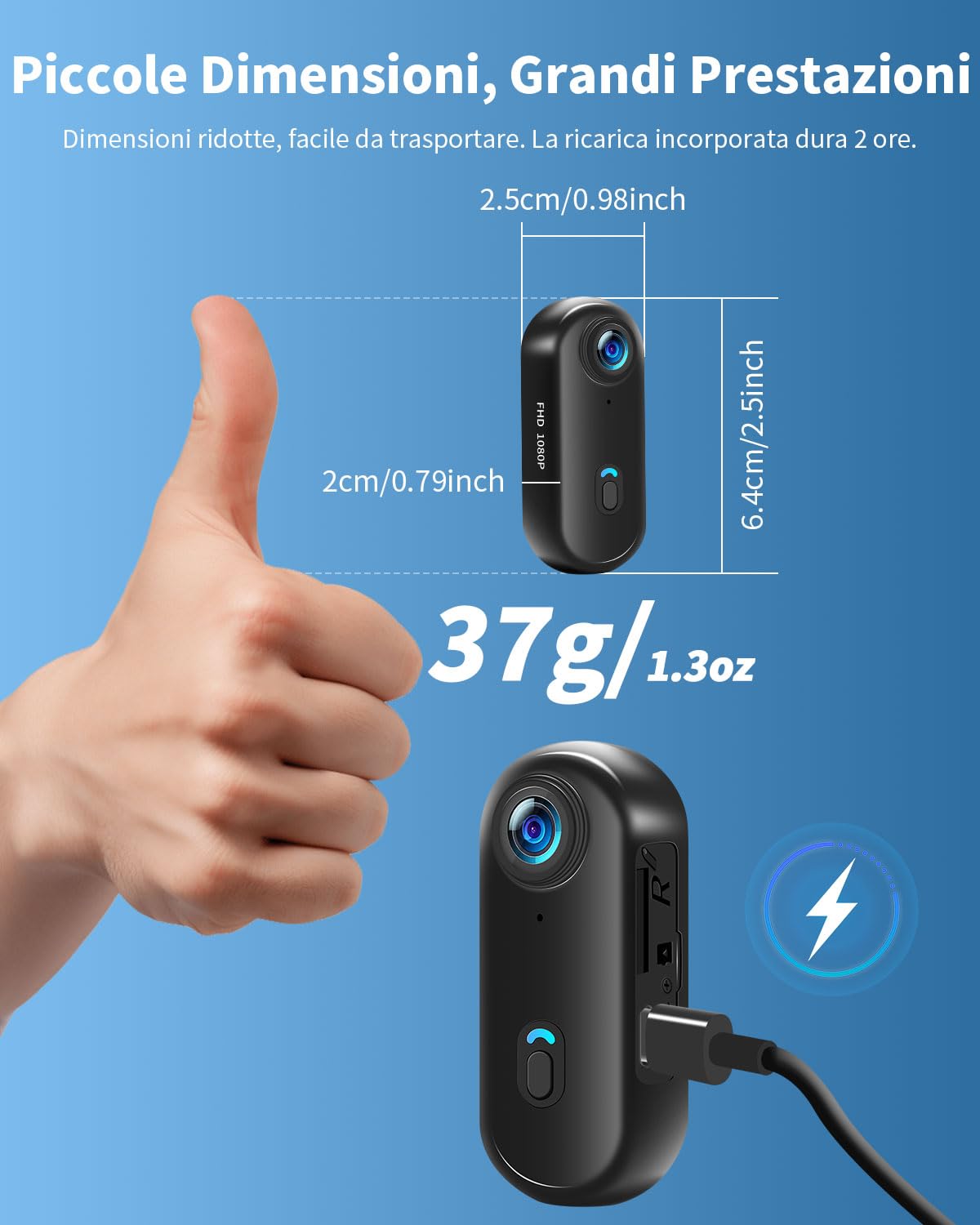 UYIKOO Action Cam WiFi, 64GB Portatile Fotocamera Sportiva 1080P HD, Telecamera Videocamera Subacquea Impermeabile 30m Mini Action Camera per Vlogging Moto Esterno Subacquea Ciclismo Animali