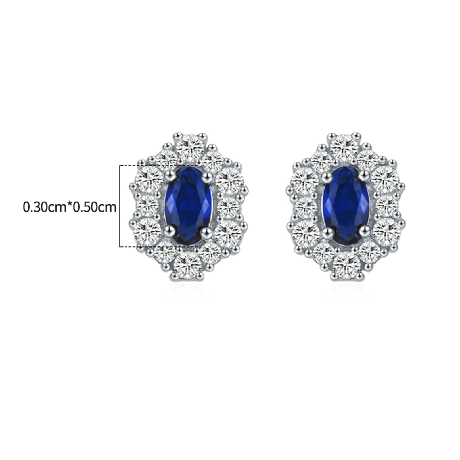 Pendientes de platino para mujer, diseño de flor con zafiro ovalado y moissanita, hipoalergénicos, para bodas