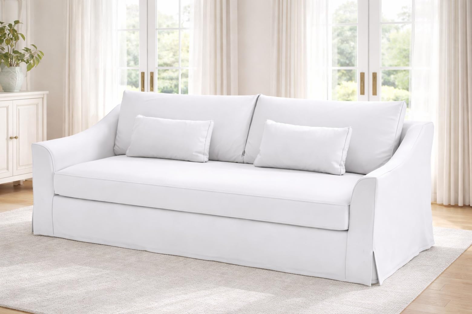 Photo 1 of HomeTown Market Farlov Sofa Cover, 86" White Cotton