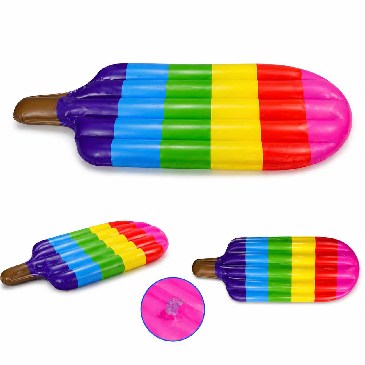 Indigo® Inflatable Pool Float Lilo – Ice Lolly/Popsicle Design, Large 180x66x16cm Air Bed Mattress for Adults & Kids, Rainbow Summer Float for Beach, Pool & Garden (Pack of 1)