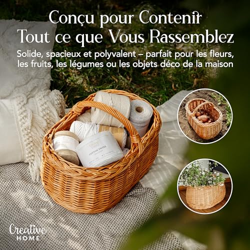 Panier en osier fait main durable et polyvalent Creative Home