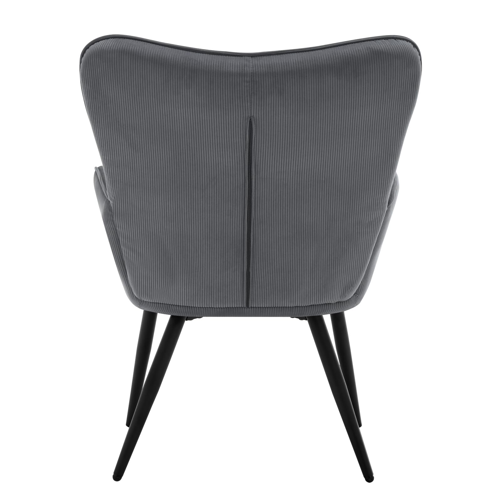 WOLTU Butaca de Salón, Sillón Relax Moderno, con Orejas, Gris Oscuro | Silla Individual para Dormitorio y Tocador, Tela de pana, Patas Metálicas, Silla Cómoda para Lectura u Ocio, 63,5x68x87 cm