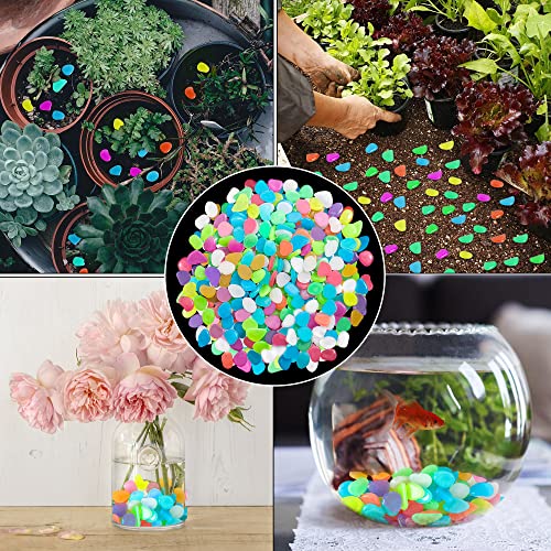 Image of 350 PCS Mixed Color Glow Rocks Luminous Stones DIY Pebbles Aquarium Garden | OSOPOLA Mixed Color Luminous Stones Glow Rocks DIY Pebbles For Aquarium Garden Path Patio FD05MX350