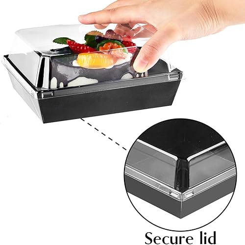 Miniatura 3 de Ocmoiy Cajas pequeñas de embutidos con tapas transparentes, recipientes de papel desechables para alimentos, cajas de postre de panadería de 5