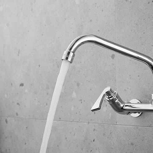 Miniatura 7 de BWE Grifo de cocina para montaje en pared, centro de 8 pulgadas, grifos de fregadero de utilidad comercial, doble mango con boquilla giratoria de 8