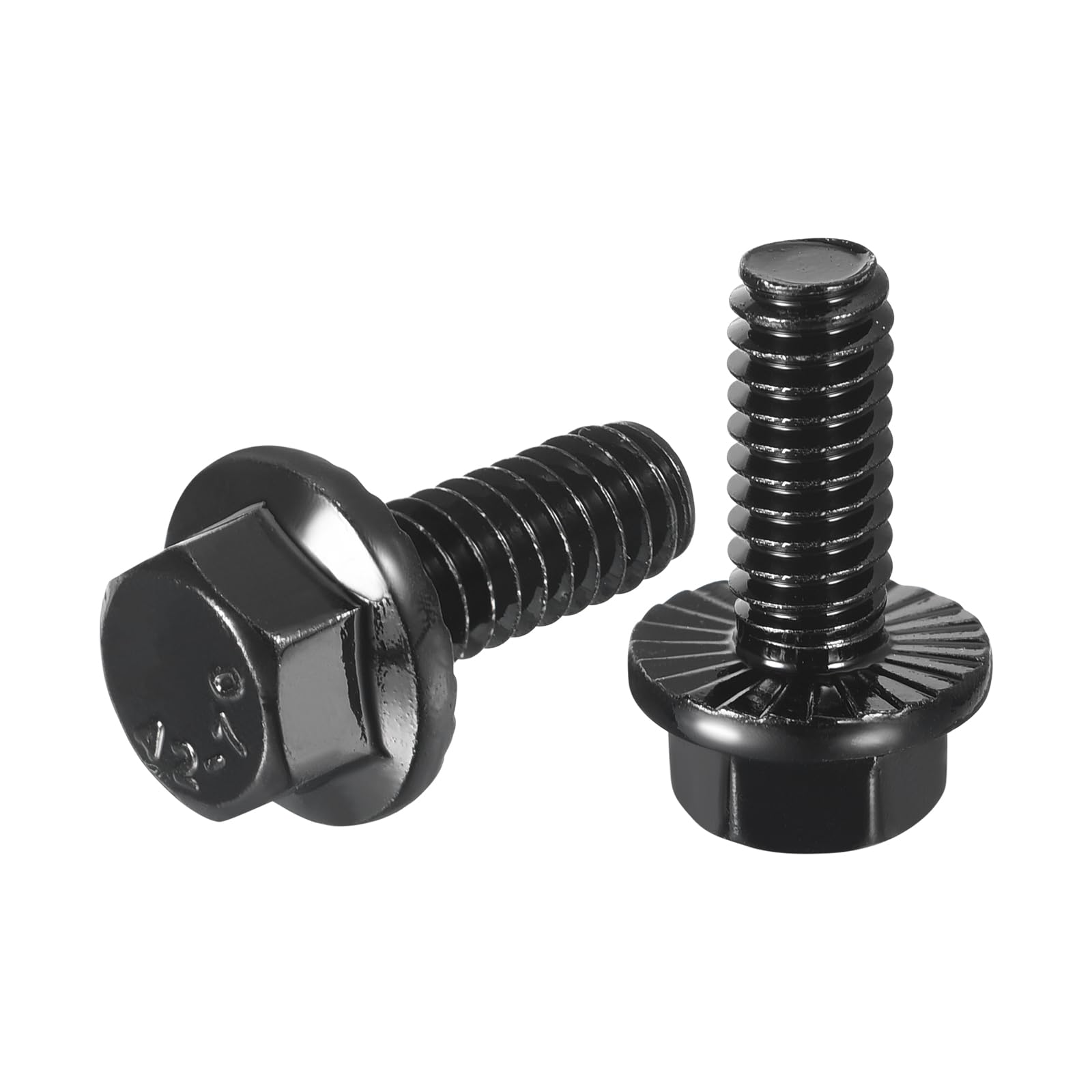 sourcing map 10Pcs 1/4-20 x 5/8" Flanged Hex Head Bolts, 304 Stainless Steel Flange Hexagon Screws, Flange Hex Drive Screws 5.8 Grade for Machinery Industry Home Appliances, Black