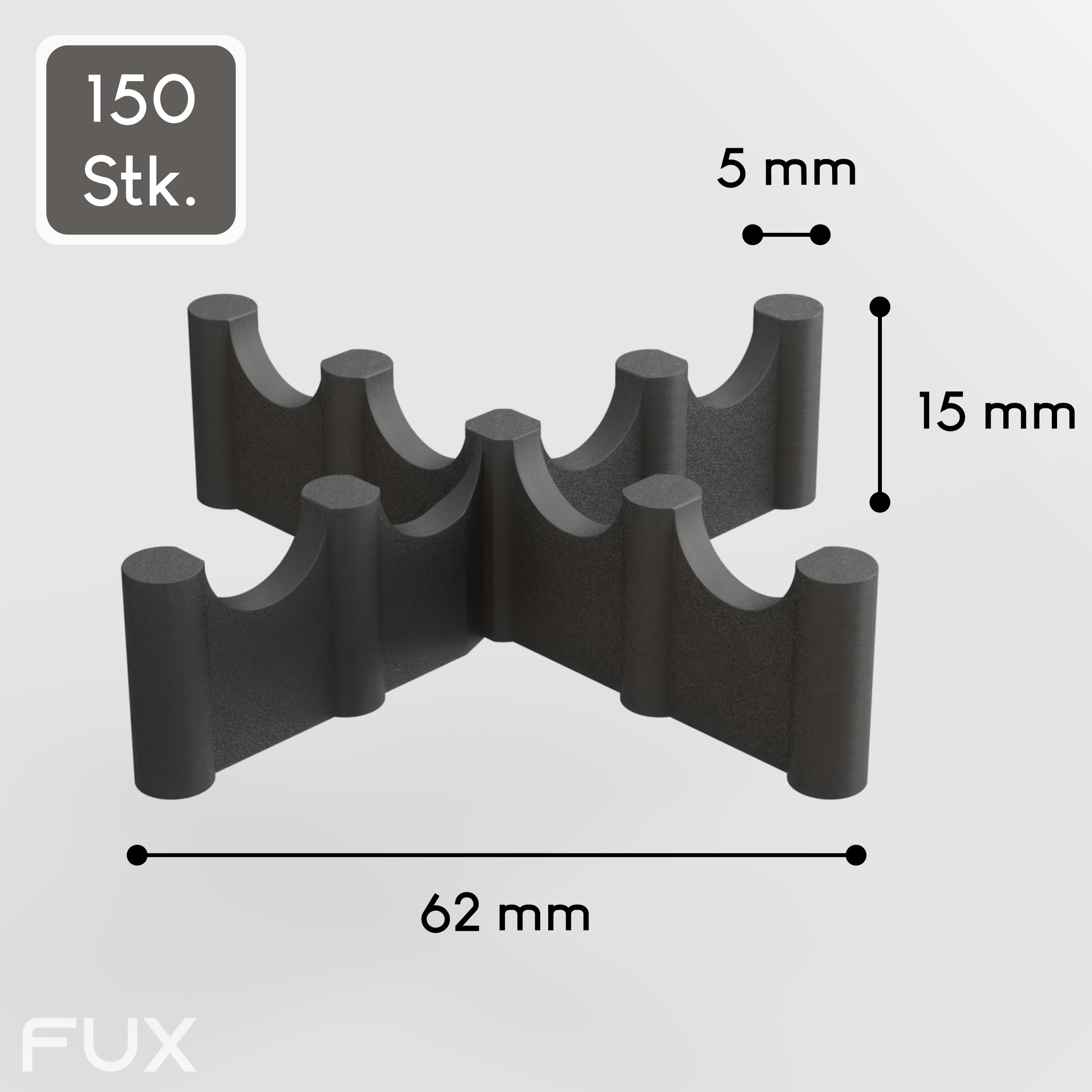 Fugenkreuz Terrassenplatten 150 Stück - 5mm - 15mm Höhe - Abstandshalter Kunststoff mit Sollbruchstelle - UV- & witterungsbeständig