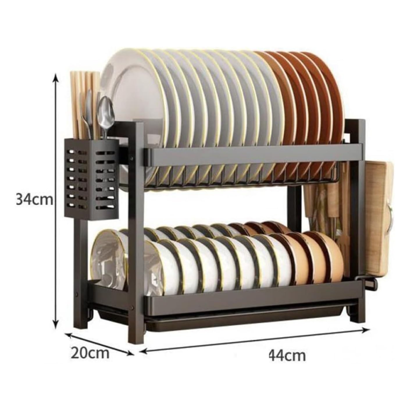 Moderner weißer Geschirrständer – stabiler Metall-Geschirrtrockner für Küche, Sto Se Halter, Spüle, Geschirrständer (44 x 20 x 30 cm)