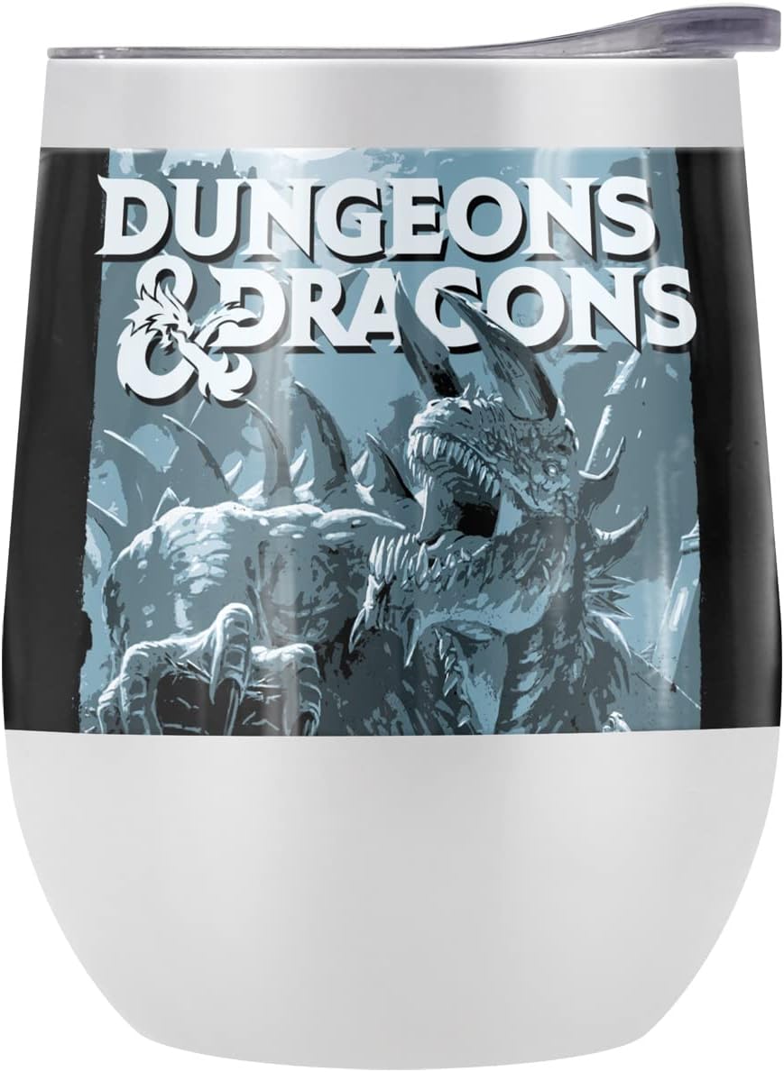 Dungeons & Dragons OFFICIAL Tarrasque 12 oz Stemless Tumbler, Stainless Steel Travel Cup|Lake Tumbler|Insulated with Leak Resistant Slide-Lock Lid