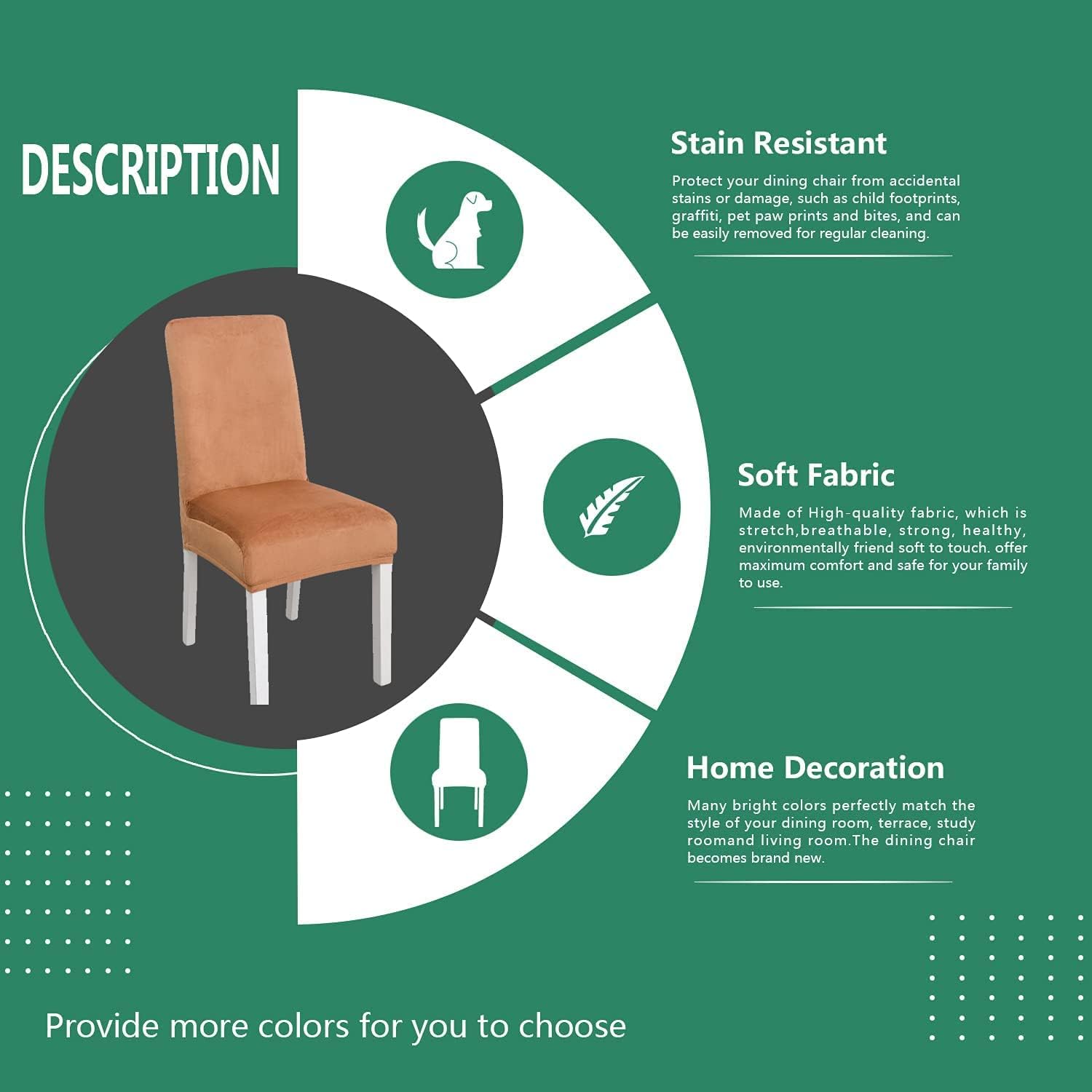 Luxury Dining Chair Slipcovers Velvet Stretch High Back Chair Covers Exquisite Chair Protective Covers for Kitchen Hotel Wedding (Color : Camel, Size : 4 PCS)