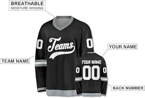 Miniatura 2 de Camiseta personalizada de hockey sobre hielo para hombres, mujeres y jóvenes, número de nombre personalizado, camisas de hockey, uniforme deportivo