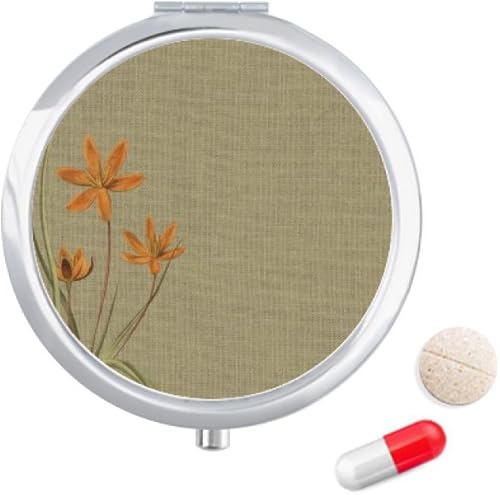 Flax Orchid Tradition Design Embroidery Pill Case Pocket Medicine Storage Box Container Dispenser
