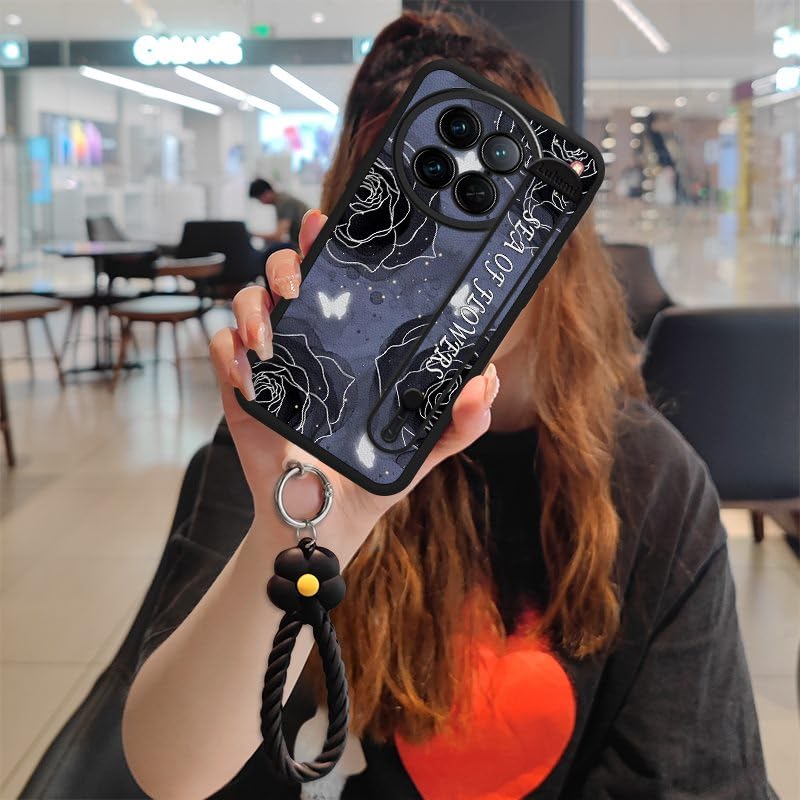 Lulumi-Phone Case For VIVO X90 Pro 5G/V2242A, cartoon Anti-knock skeleton Phone lens protection Back Cover Kickstand originality Silicone pendant youth Anti-knock Wrist strap