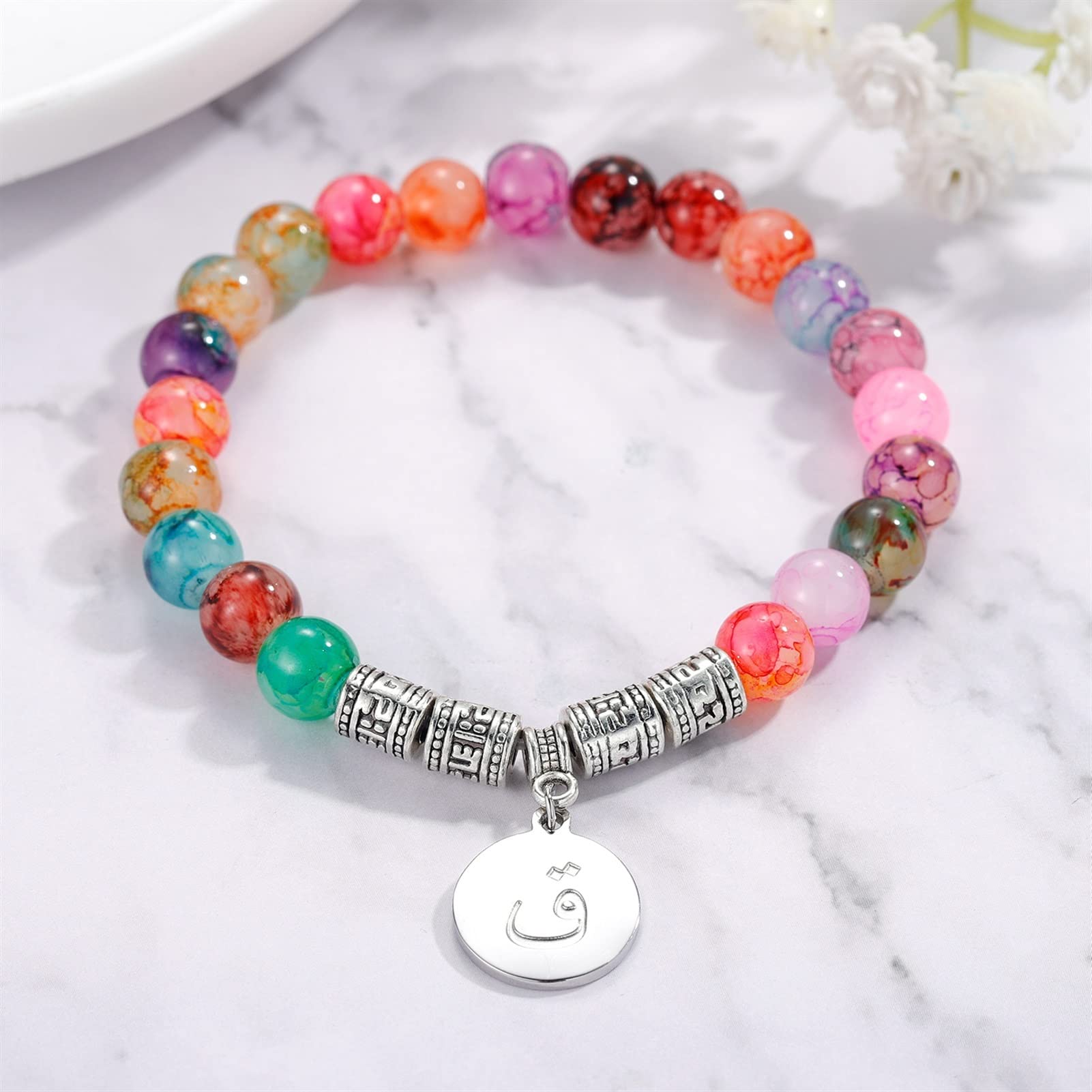 Pulsera con Letra Inicial Personalizada, Pulsera de Cuentas Naturales de Moda para Mujer, joyería Hecha a Mano para su Pulsera, joyería