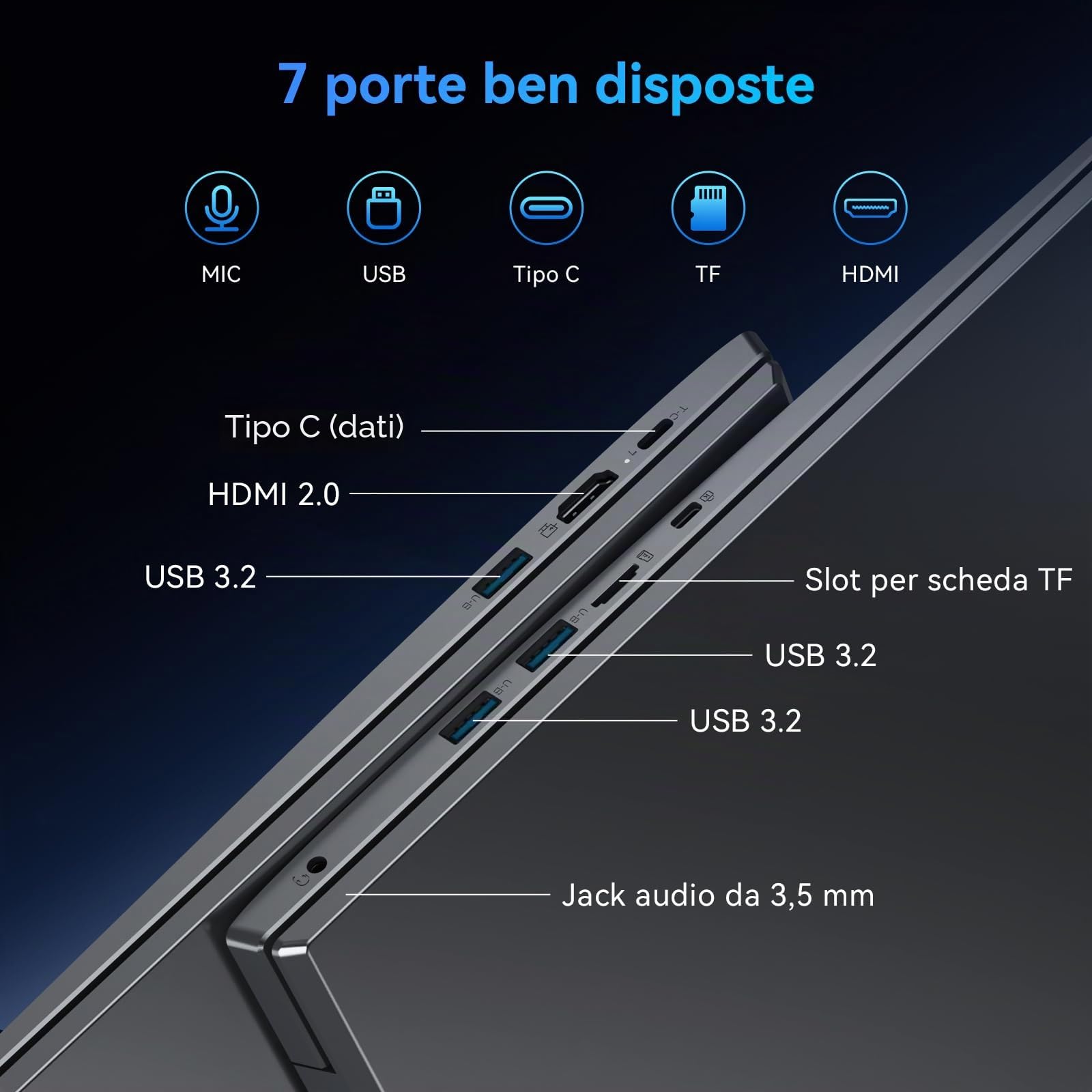 Blackview PC Portatile 18.5 Pollici, Notebook con Processore N150, 16GB RAM 512GB SSD (TF 2TB), 60.8Wh Batteria, Laptop FHD 1920x1200 con Wi-Fi 6, Win 11 Pro, QWERTY Tastiera Film Italiana