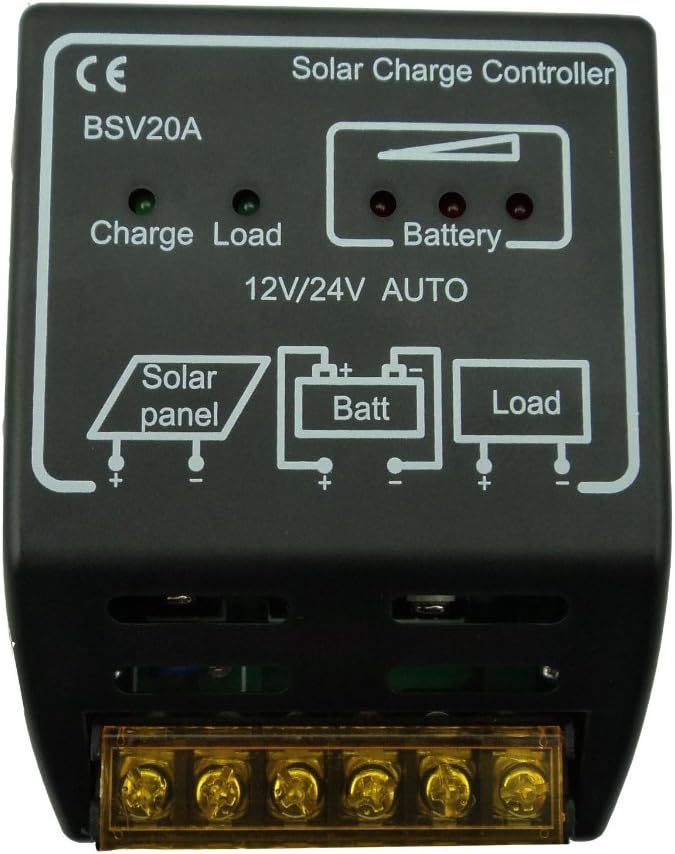 20A Solar Charge Controller Solar Panel Battery Regulator Safe Protection 12V/24V Auto Switch BSV20A (20 Amp)