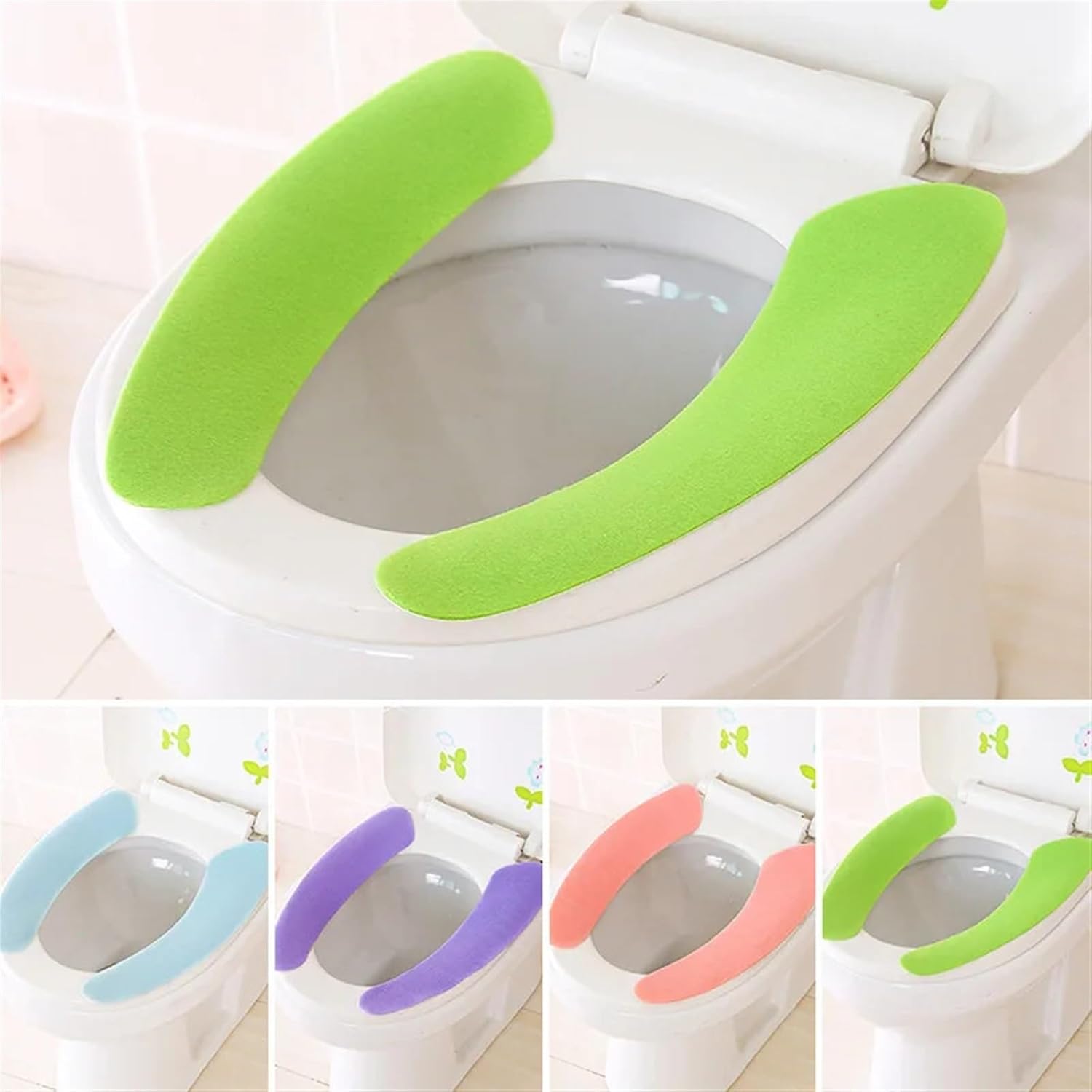 Washroom Warm Washable Health Sticky Toilet Mat Seat Cover Pad Household Reuseable Soft Toilet Seat Cover (Size : Purple)