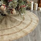Ivenf Christmas Tree Skirt, 48 inches Natural Burlap Jute Plain with Tassels, Rustic Xmas Holiday Decoration…