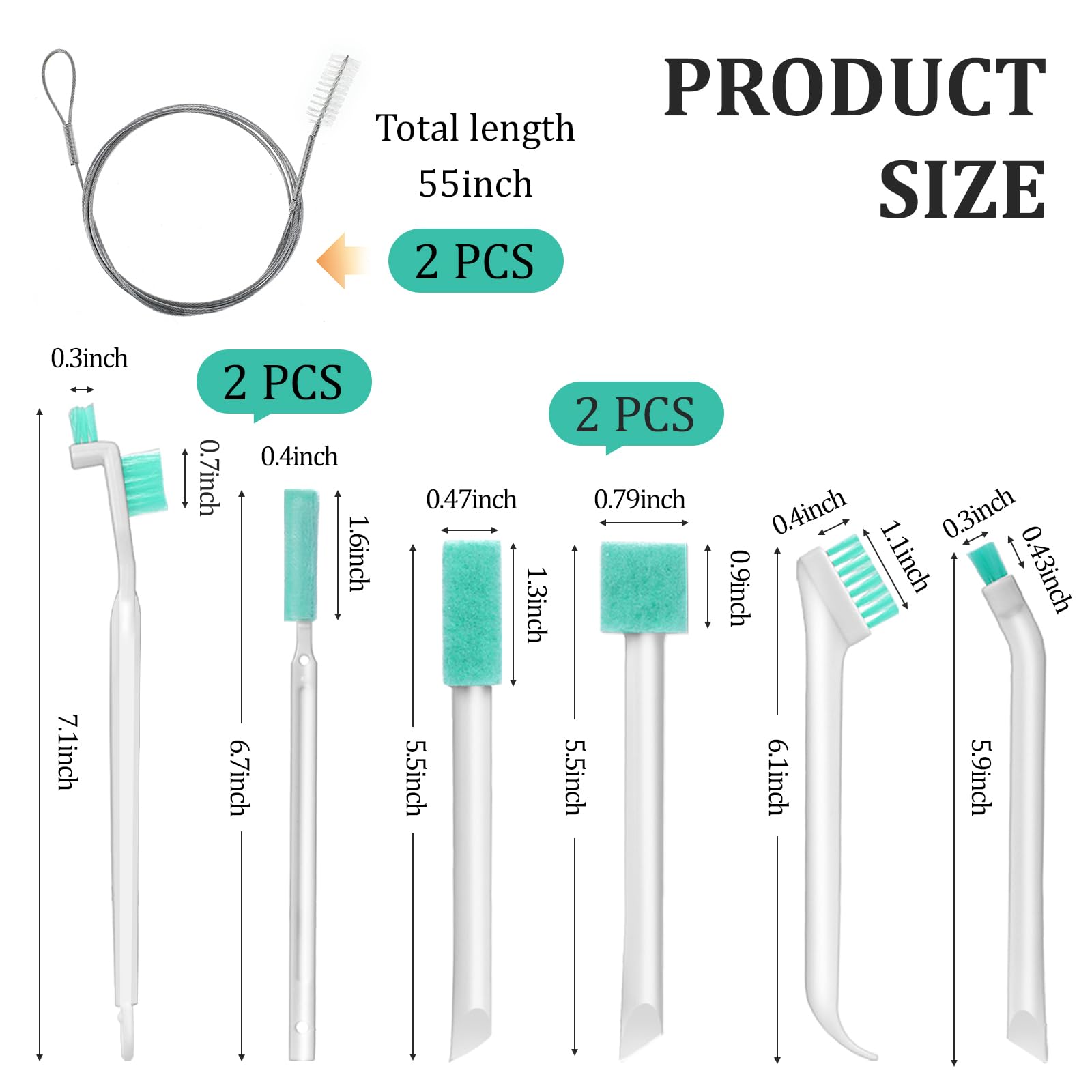 Lnngub Ice Maker Cleaner Set- 8pcs Crevice Cleaning Brushes & 2pcs Drain Brush Nylon Bristles Ice Machine Cleaner Brush Small Cleaners Brushes for Tight Spaces - Image 2