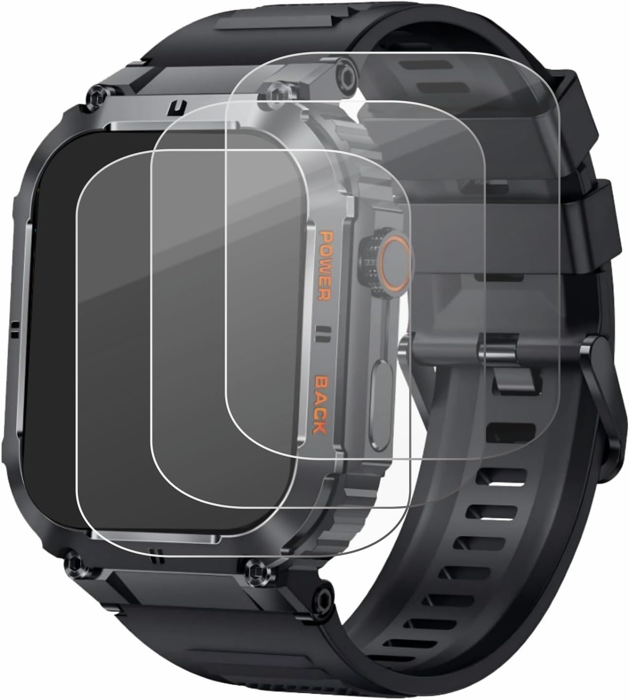 brotect Glass Screen Protector Film compatible with bedee Smartwatch 1.96" (3 Pack) - Glass-Foil 9H Protection [Scratch Resistant, High Clarity]