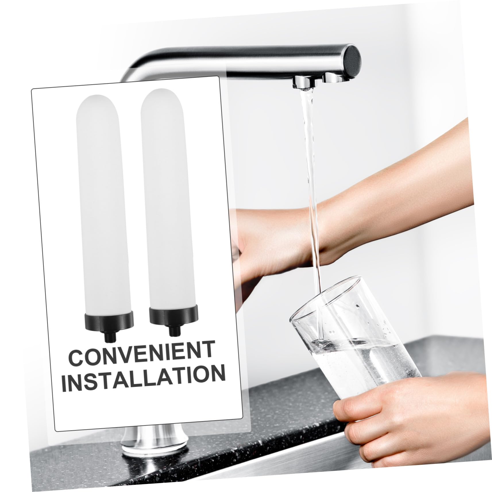 Filtro Cerámico de Repuesto Beige, 2 Piezas para Agua Potable | Compatible Filtros de Encimera, Instalación Conveniente, Cartucho para Sistema de Filtración