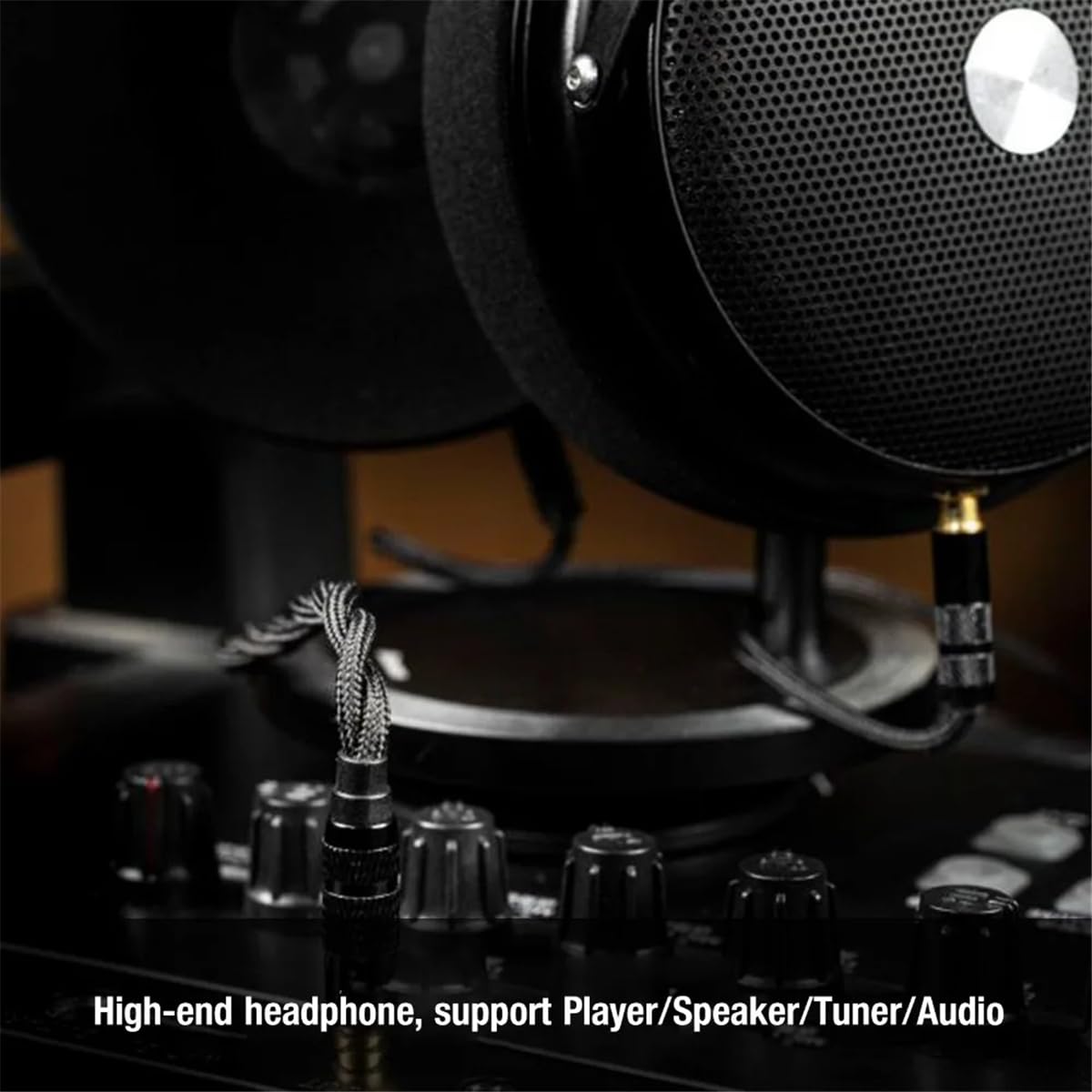 Auriculares de Nivel Profesional Ajustable portátil, Monitor de Estudio de Auriculares con Cable, Auriculares sobre la Oreja, Conductores de 70 mm, HiFi Stereo, Aislamiento de Ruido,Negro