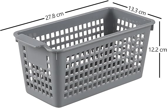 6 Pack Tall Slim Plastic Storage Baskets, Small Basket Organizer for Drawer, Office, Desktop, Gray