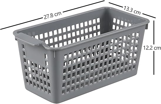 6 Pack Tall Slim Plastic Storage Baskets, Small Basket Organizer for Drawer, Office, Desktop, Gray
