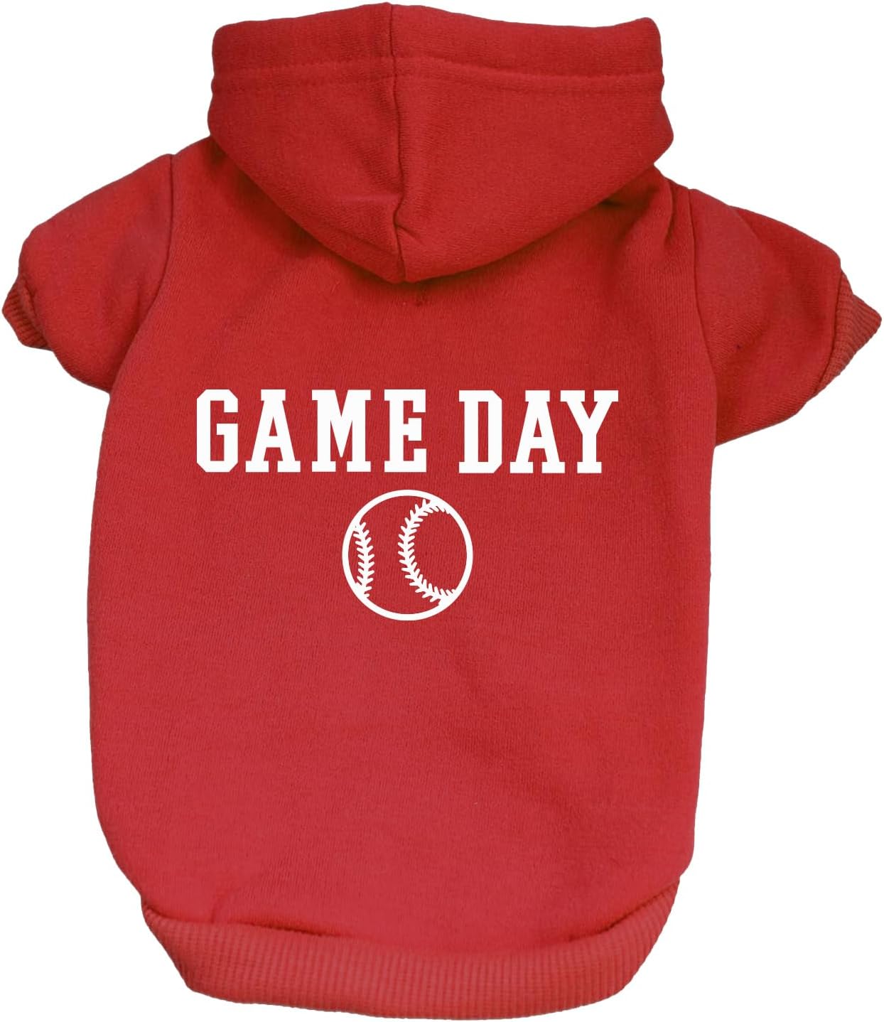 Game Day Baseball Dog Hoodie Fleece Lined Pullover Sweatshirt with Leash Hole (Royal Blue, 2X-Large 1054)