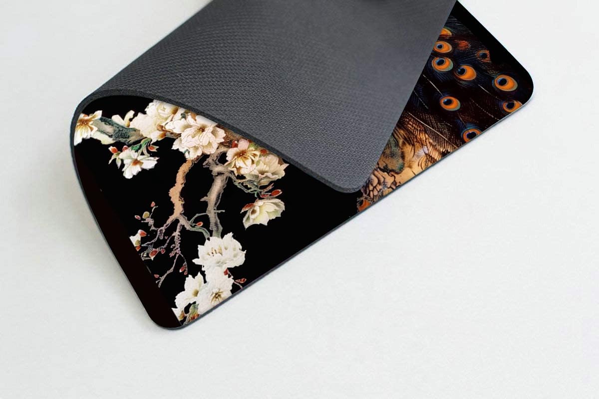 Square Mouse Pad Colorful Peacock on a Tree Branch-1,Gaming Mouse Pads for Desk,Soft Computer Waterproof Non-Slip Mouse Mat image 3