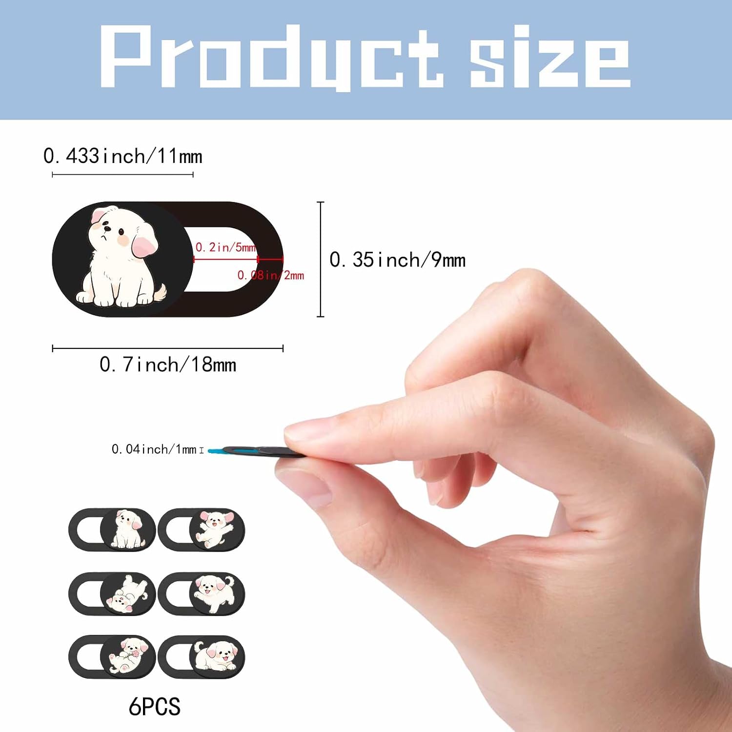 6Pcs 6 Styles Cute Laptop Camera Cover Dog Privacy Guard Accessories, 0.04 Inch Ultra Thin Webcam Cover Slide Protector Blocker for Desktop Computers Tablet Notebook Mini PC Office Use image 2