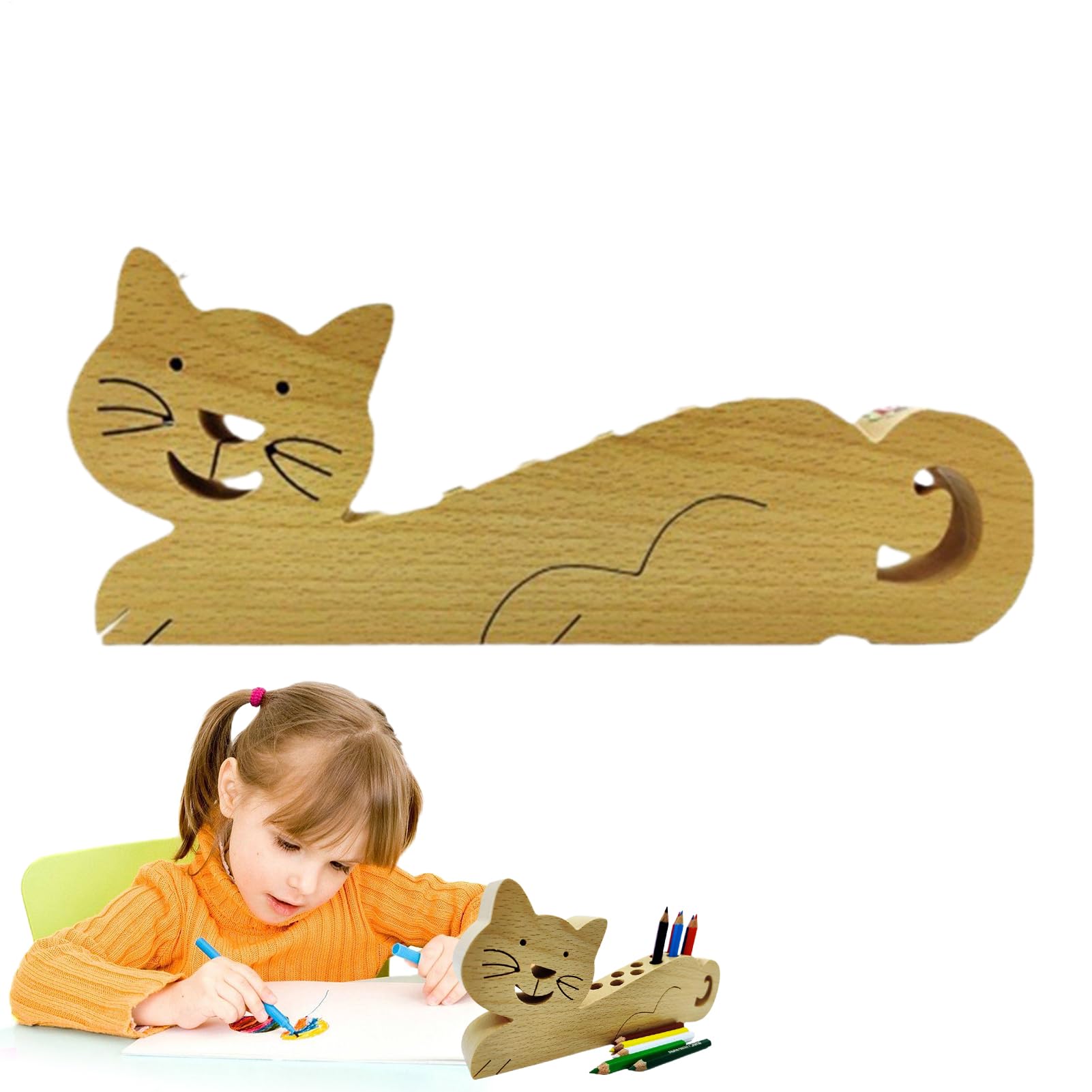 Déco chat organiseur de bureau mignon pour fournitures maison