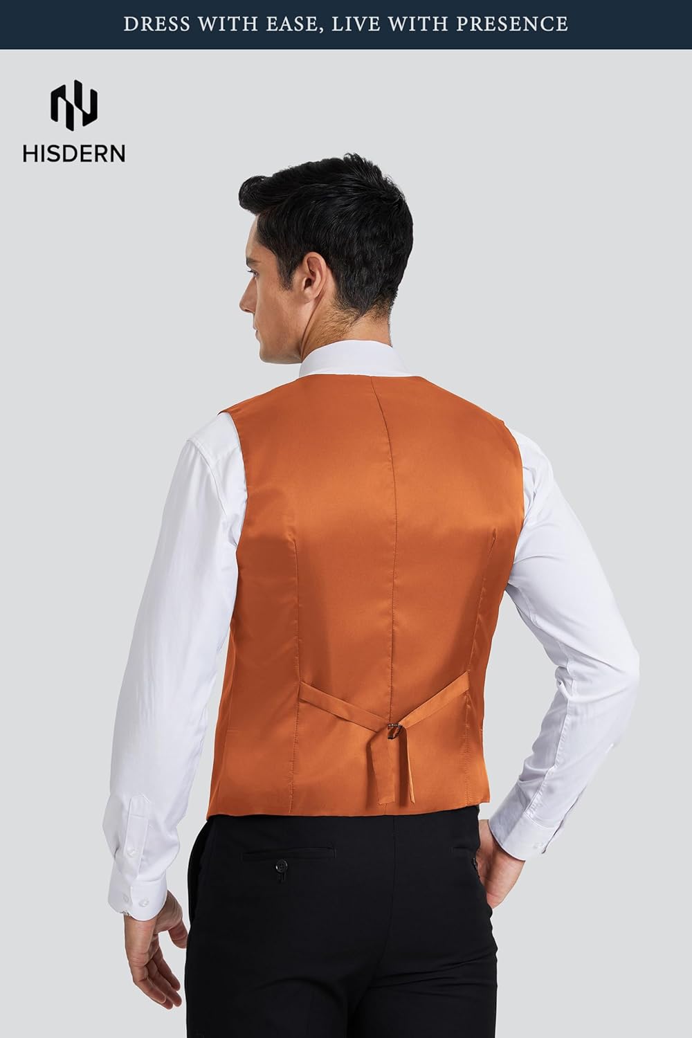 HISDERN Men’s Suit Vest Waistcoat with 3 Pockets Slim Fit for Business Formal Wedding Prom and Casual Tuxedo Wear - Image 3