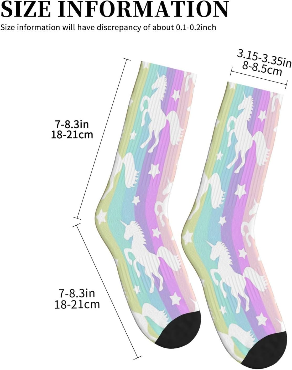 Unicorns On Colorful Stripes Print Adult Mid-Calf Socks Casual Athletic for men and women breathable comfortable socks