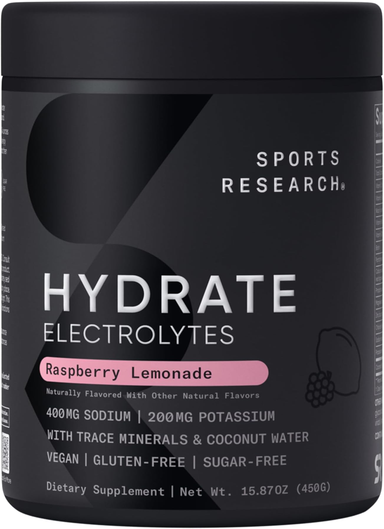Hydrate Electrolytes, 90 Servings (Raspberry Lemonade)