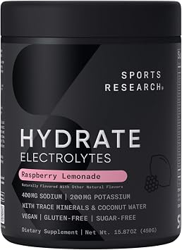 Sports Research Hydrate Electrolytes Raspberry Lemonade, 90 Servings