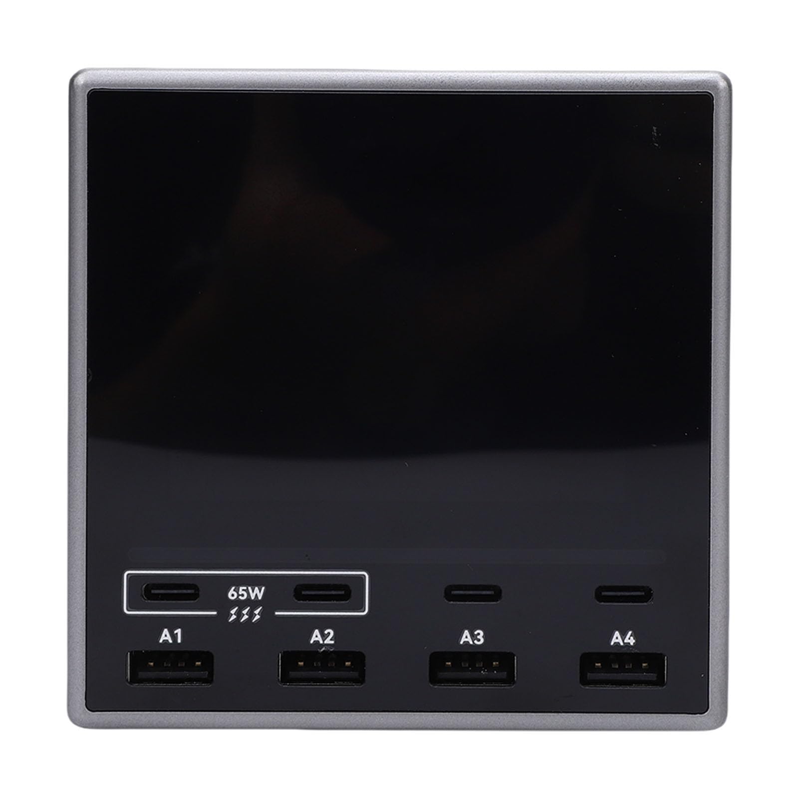 Cocoarm Stazione di Ricarica USB da 80 W, Stazione di Ricarica USB C per PC ABS con 4 Porte A 4 C, Display LCD Hub di Rapida per Scrivania, Casa, Ufficio, Viaggi, per Laptop, Tablet, Telefoni (Spina