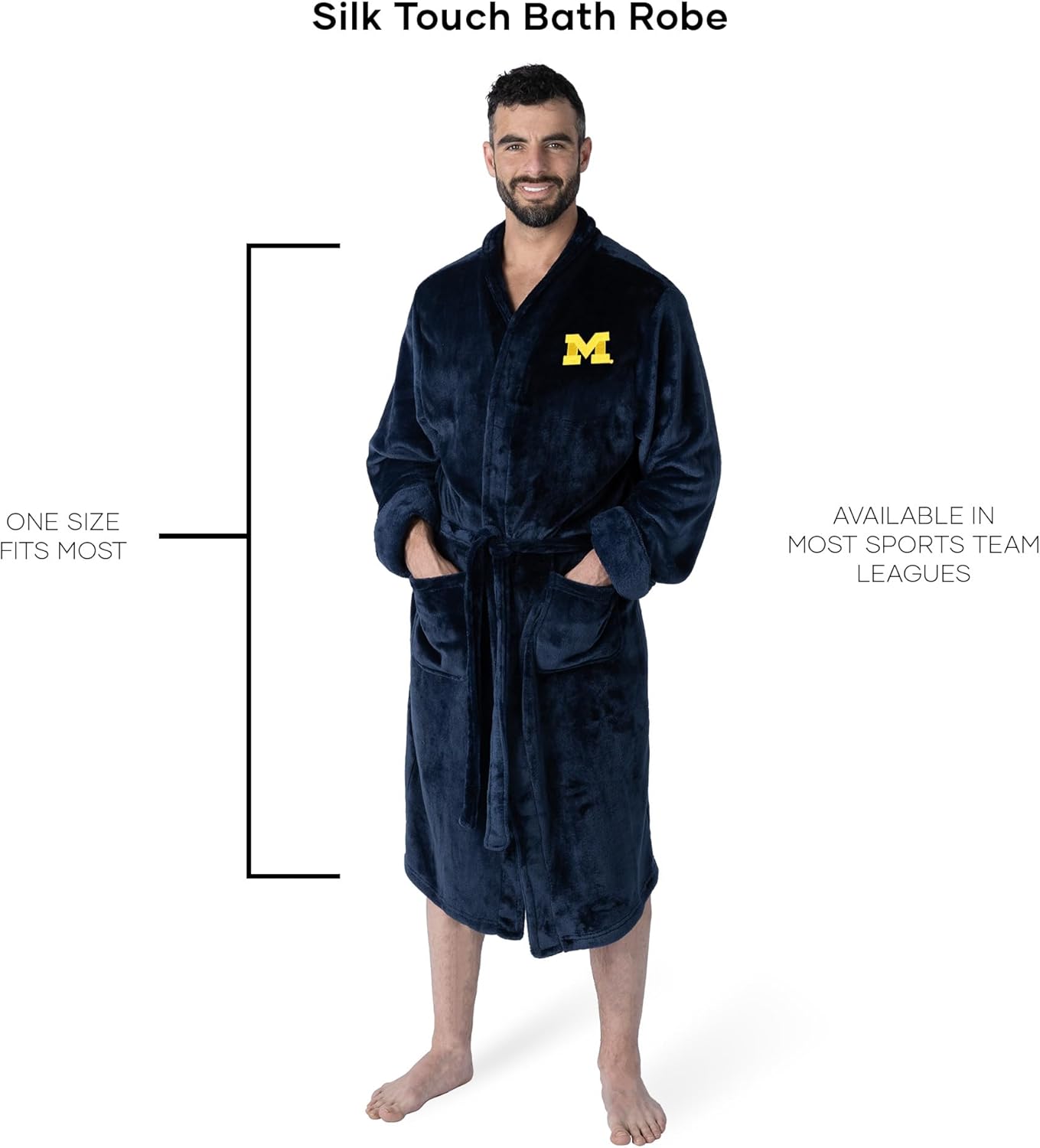 Northwest NCAA Adult Unisex Silk Touch Bathrobe, Officially Licensed Loungewear, Soft Plush Polyester