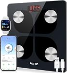 RENPHO Rechargeable Bluetooth Body Fat Scale, Elis 1 Smart Bathroom Digital Weight Scale with Smartphone App, Body Composition Monitor for Body Fat, BMI, Bone Mass, Weight, 396 lbs Black